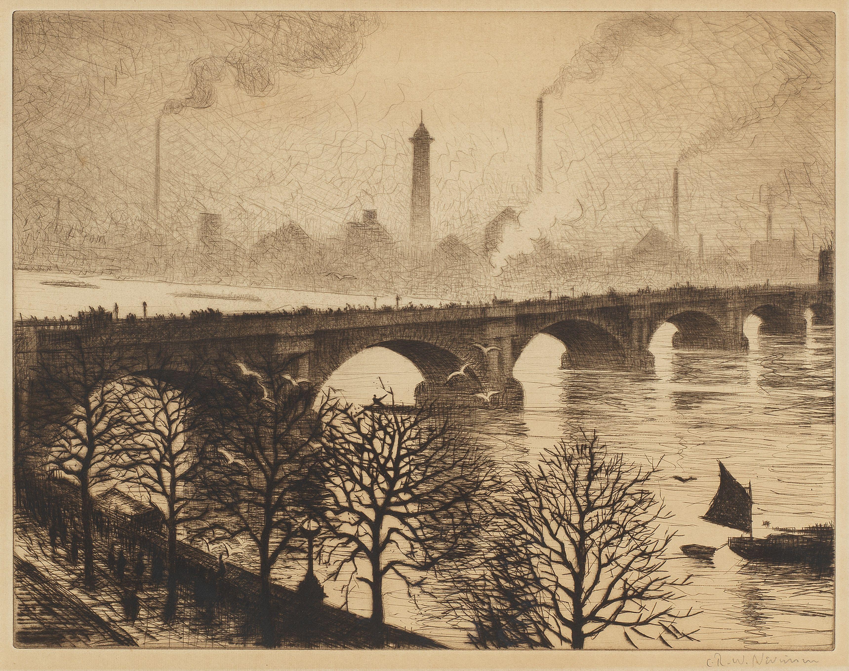 Christopher Richard Wynne Nevinson A.R.A. - Waterloo Bridge from a Savoy Window