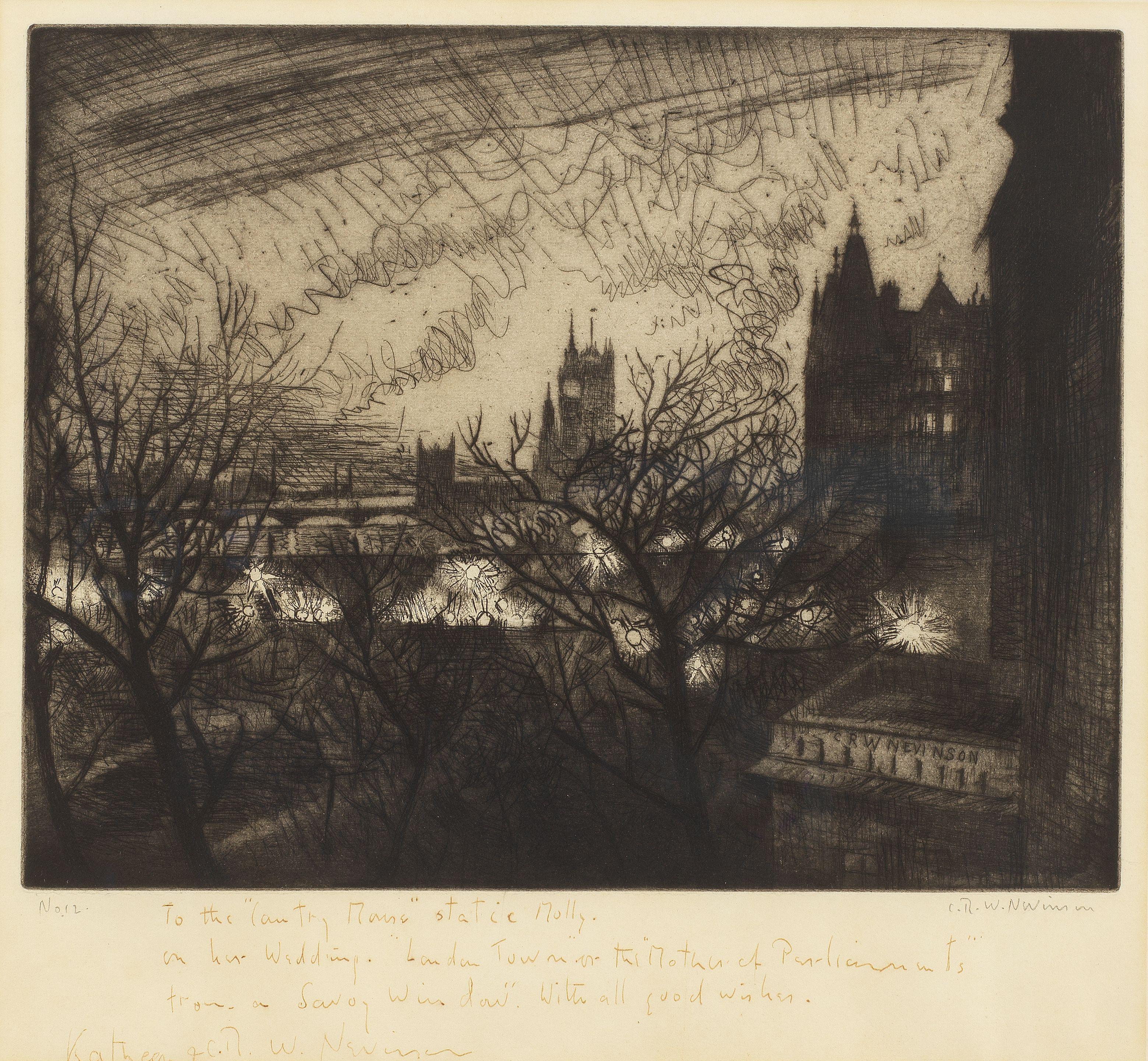 Christopher Richard Wynne Nevinson A.R.A. - Westminster from the Savage Club, Adelphi