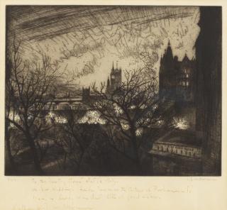 Christopher Richard Wynne Nevinson A.R.A. - Westminster from the Savage Club, Adelphi