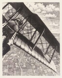 Christopher Richard Wynne Nevinson - Banking at 4000 feet, from Building Aircraft. The Great War: Britain\'s Efforts and Ideals (LG. 23)