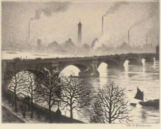 Christopher Richard Wynne Nevinson - Waterloo Bridge from a Savoy window