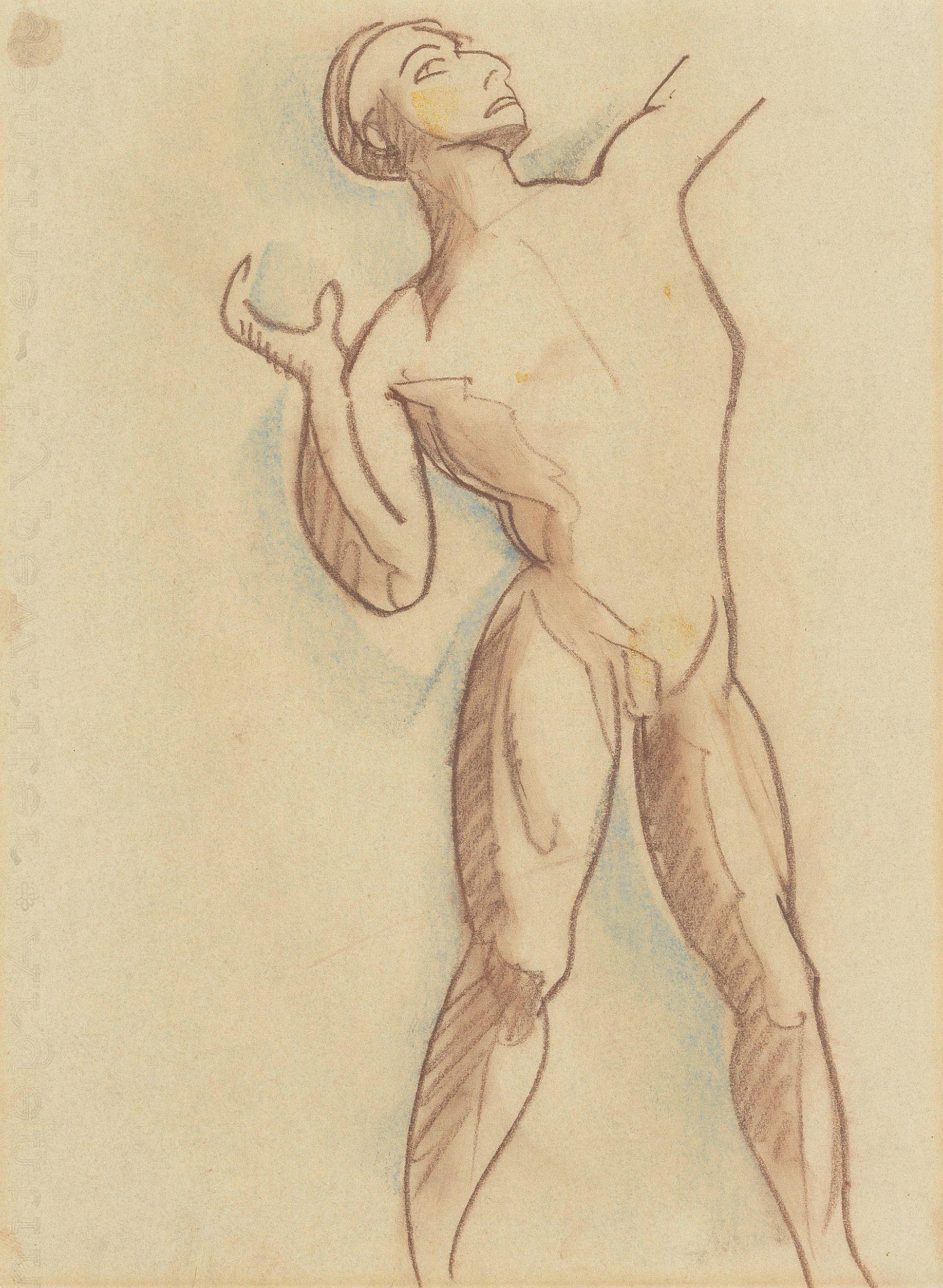 Christopher Wood - A Study of a Male Nude in a Throwing Position