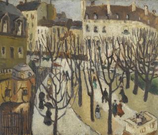 Christopher Wood - Paris Square, Bare Trees