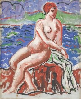 Christopher Wood - Seated Bather, Monte Carlo