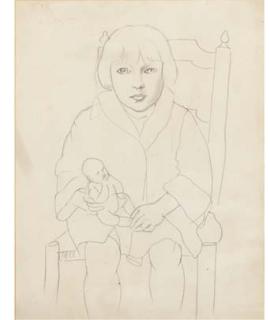 Christopher Wood - Seated girl with a doll