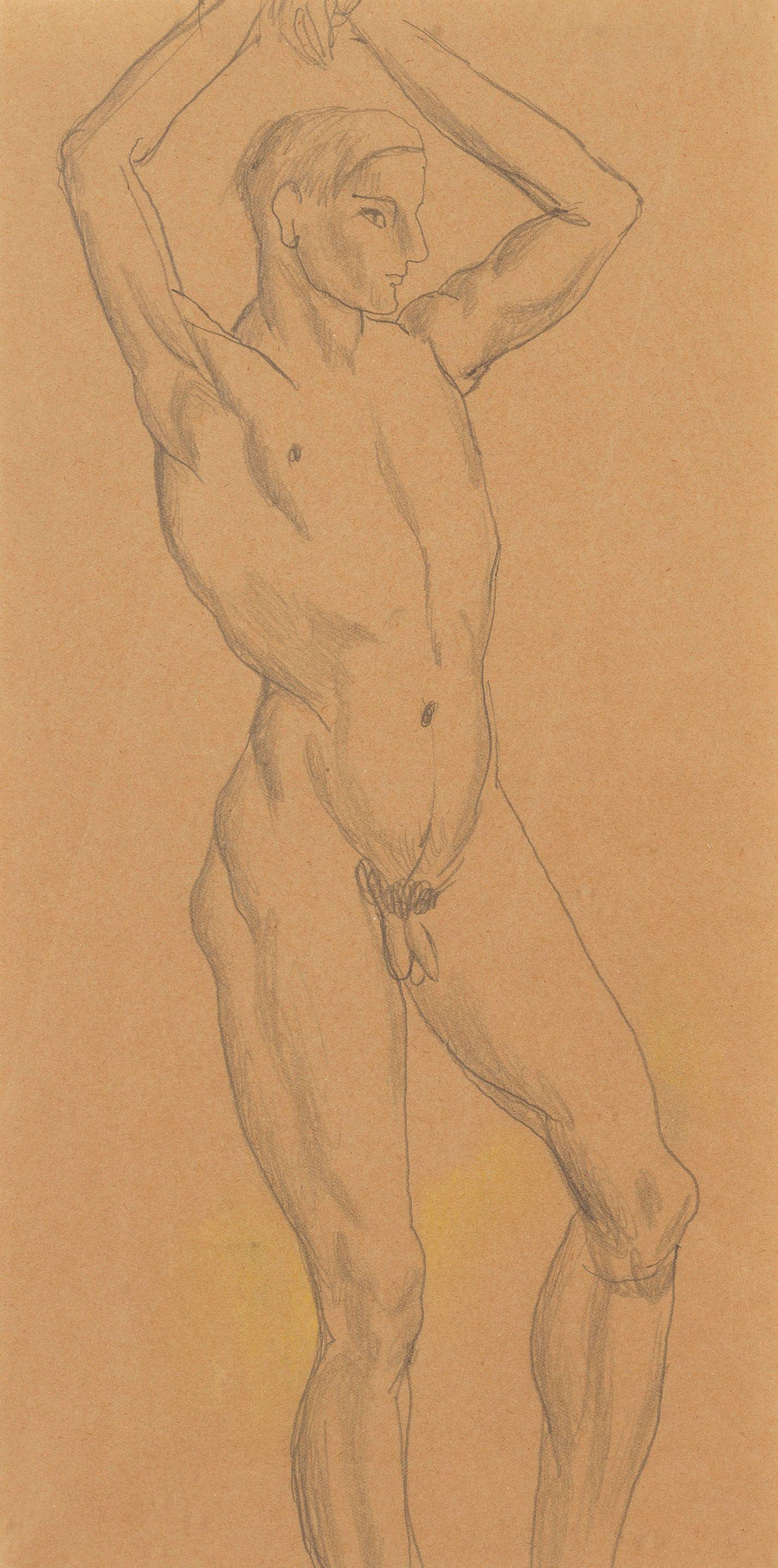 Christopher Wood - Study of a Male Nude, Arms Upraised
