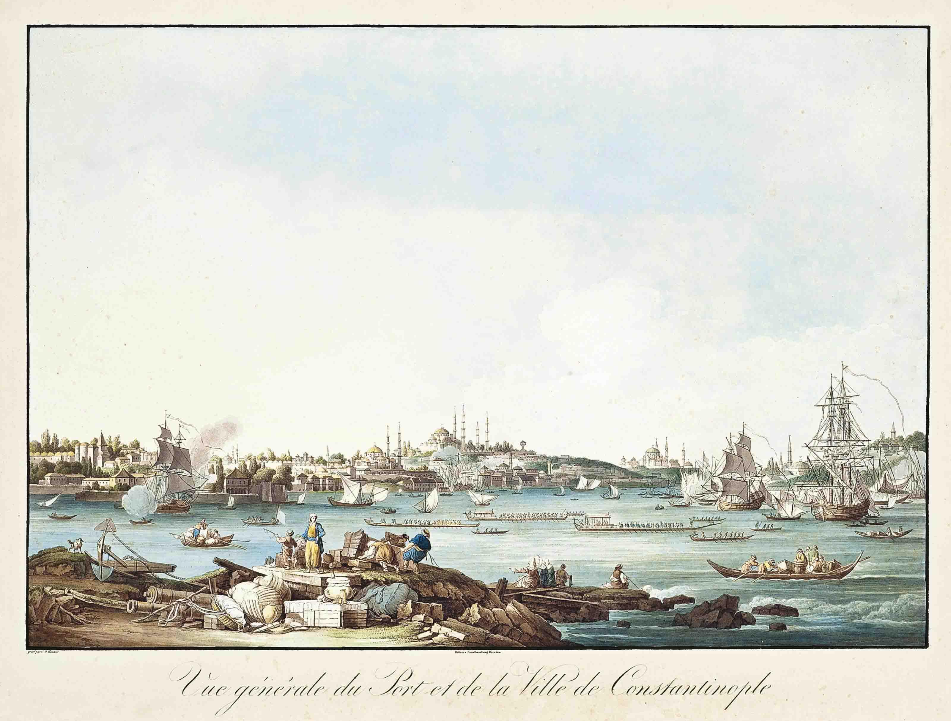 Chritian Gottlob Hammer - Vue générale du Port et de la Ville de Constantinople
