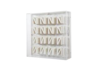 Chryssa - White Ns Fugue 47 x 47 x 12cm (18 1/2 x 18 1/2 x 4 3/4in).