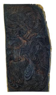 Chu Weibor - The Original Woodblock Of Two Buffaloes And Girl With Deer (Double-Sided)