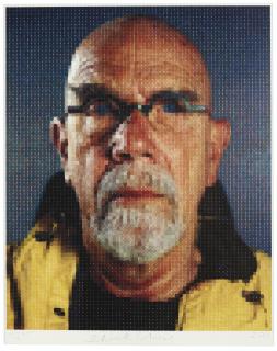 Chuck Close - Self-Portrait (Yellow Raincoat)