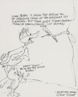 Chuck Jones - Original Daffy Duck Sketch, Executed For Robin Williams, Circa 1996
