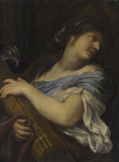Ciro Ferri - Portrait Of A Lady, Half Length, Holding A Fasces