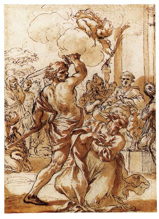 Ciro Ferri - The martyrdom of a Saint (recto); Studies of attacking soldiers (verso)