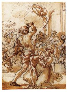 Ciro Ferri - The martyrdom of a Saint (recto); Studies of attacking soldiers (verso)