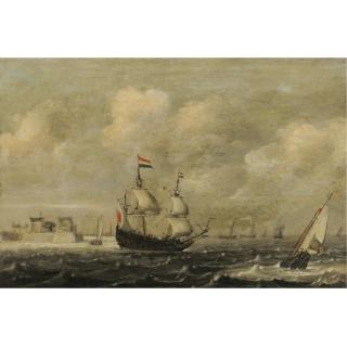 Claes Claesz. Wou - A Dutch Threemaster Before Fort Rammekens, Off The Coast Of Vlissingen
