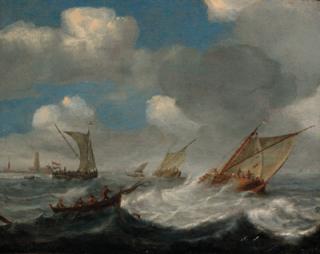 Claes Claesz. Wou - Shipping in a squall off the Dutch coast