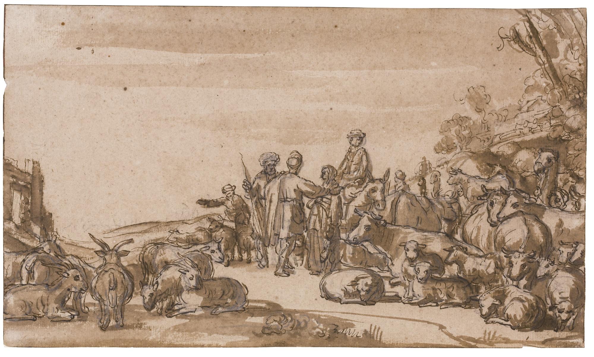 Claes Cornelisz. Moeyaert - A Biblical Scene With Shepherds And Cattle