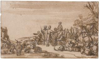 Claes Cornelisz. Moeyaert - A Biblical Scene With Shepherds And Cattle