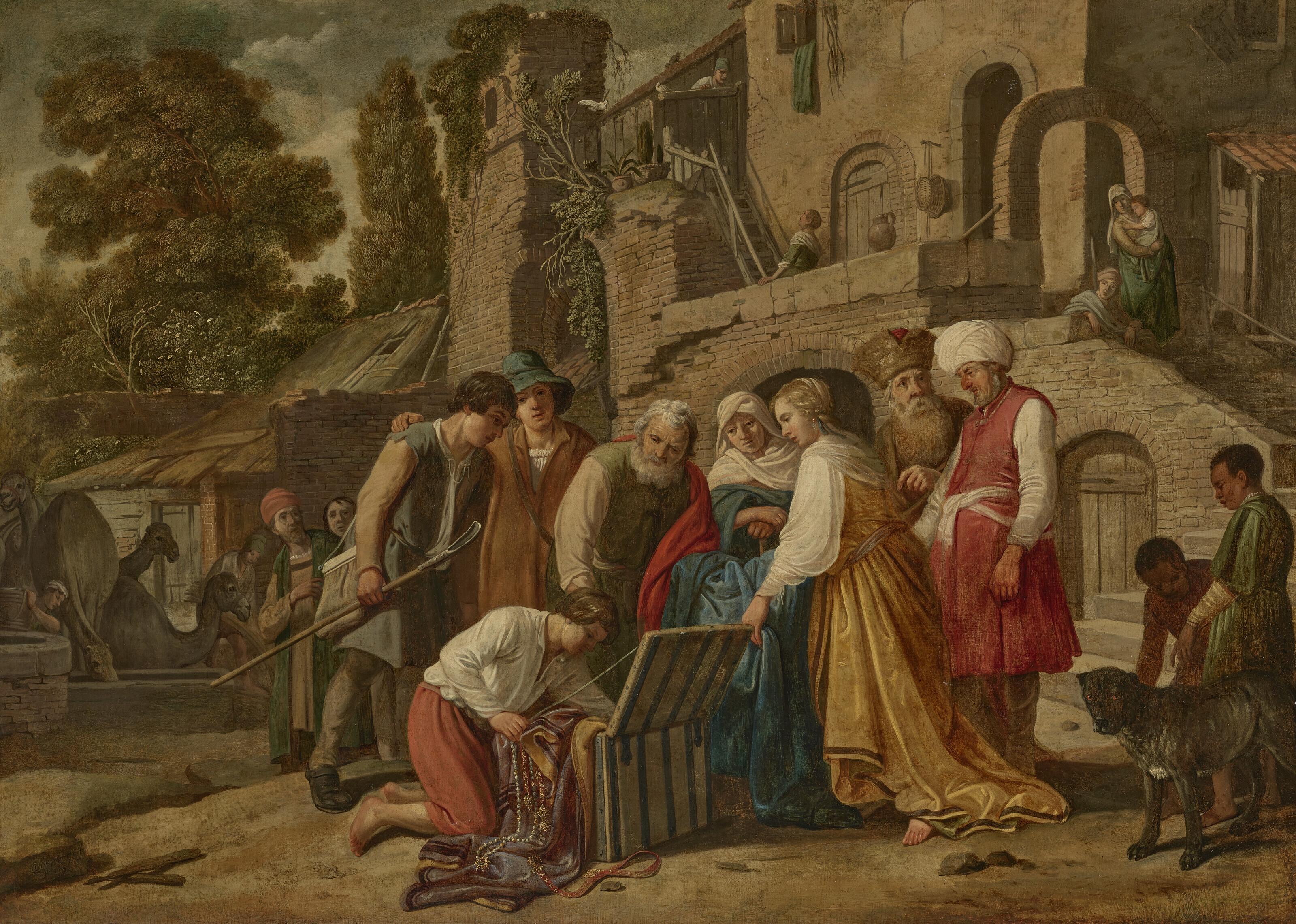 Claes Cornelisz Moeyaert - Eliezer presenting gifts to the parents of Rebecca
