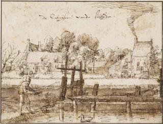 Claes Jansz. Visscher II - The Karthuizer Klooster, Amsterdam, With A Small Lock In The Foreground
