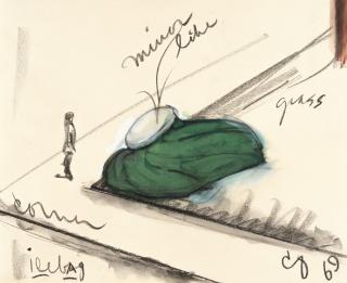 Claes Oldenburg - „icebag“ on Corner Site with Figure