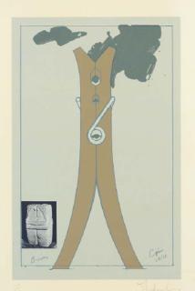 Claes Oldenburg - Proposal For A Colossal Structure In The Form of A Clothespin--Compared To Brancusi\'S Kiss (A. & P. 103)