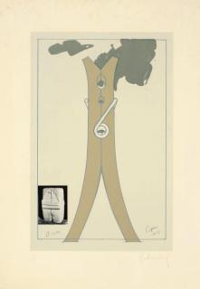 Claes Oldenburg - Proposal for a Colossal Structure in the Form of a Clothespin - compared to Brancusi\'s \'Kiss\' (Axsom & Platsker 103)