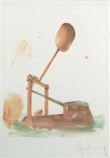 Claes Oldenburg - Proposed colossal monument for Alcatraz Island, San Francisco, in the form of a colossal drum pedal, #2 (A&P. 112)