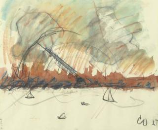 Claes Oldenburg - Proposed Colossal Monument For Grant Park, Chicago: Windshield Wiper (View From Lake)