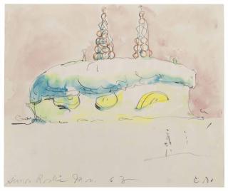 Claes Oldenburg - Sketch for a Memorial to Simon Rodia: Banana Cream Pie over the Watts Tower