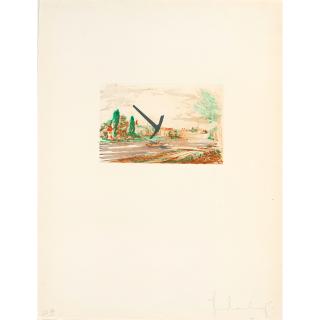 Claes Oldenburg - The Spitzhacke, 1982, Superimposed on a Drawing of the Site by Emil Ludwig Grimm, 1822