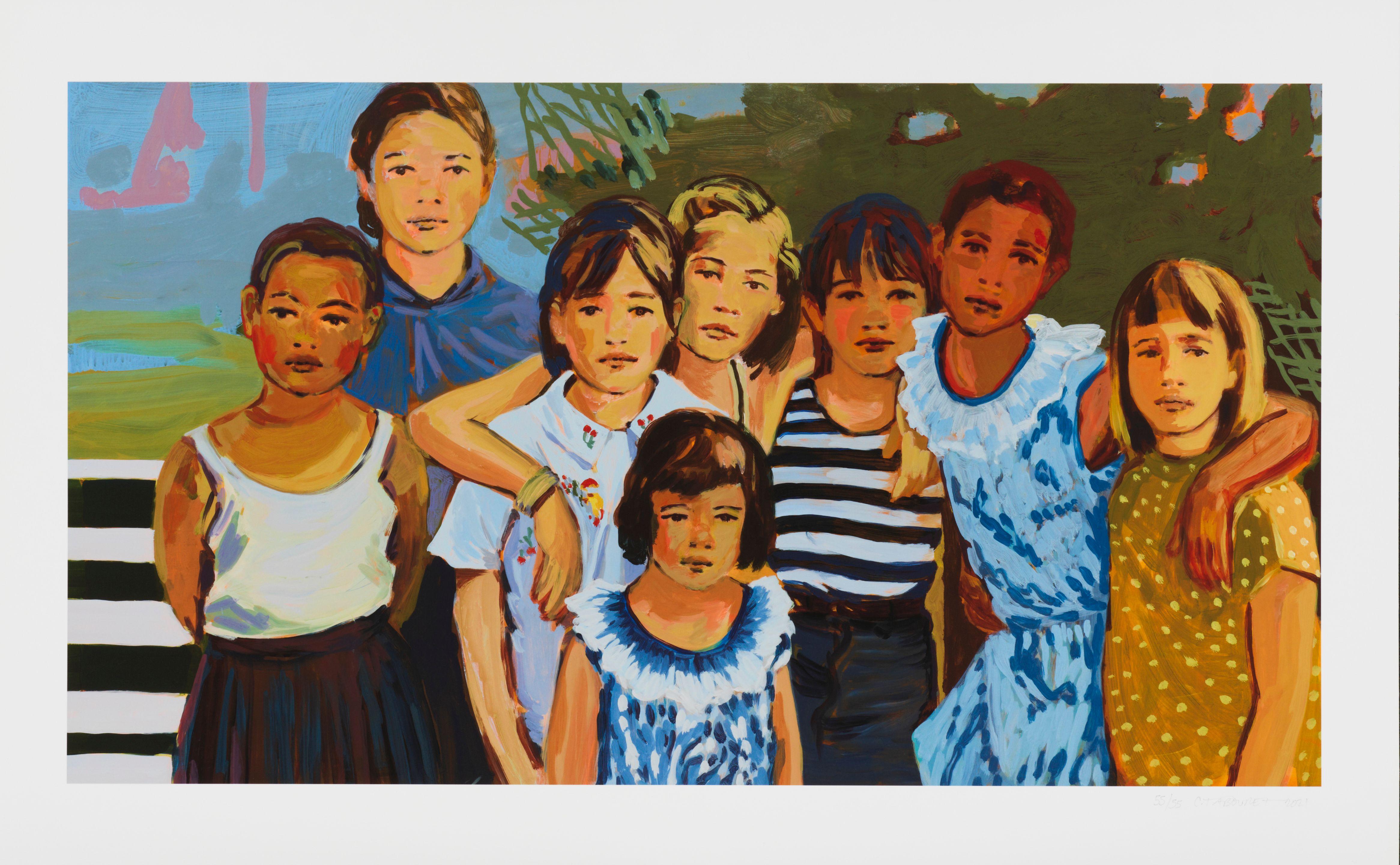 Claire Tabouret - Girlfriends (Stripes), 2021