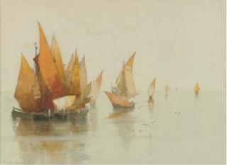 Clara Montalba, A.R.W.S. - Fishing craft on the Lagoon, Venice