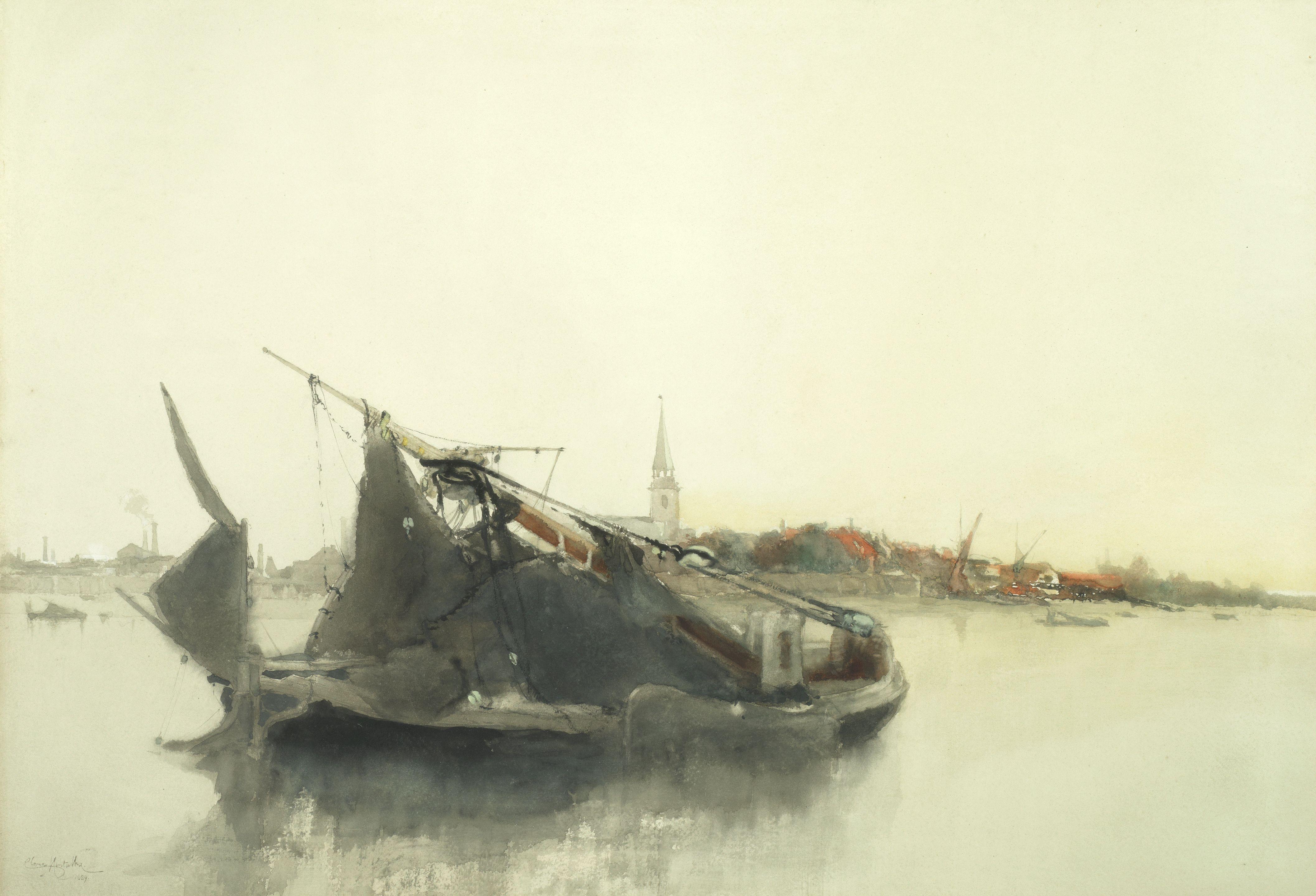 Clara Montalba - \'Thames barge\'