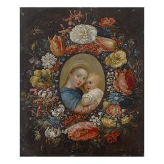 Clara Peeters - Madonna And Child Within A Floral Wreath