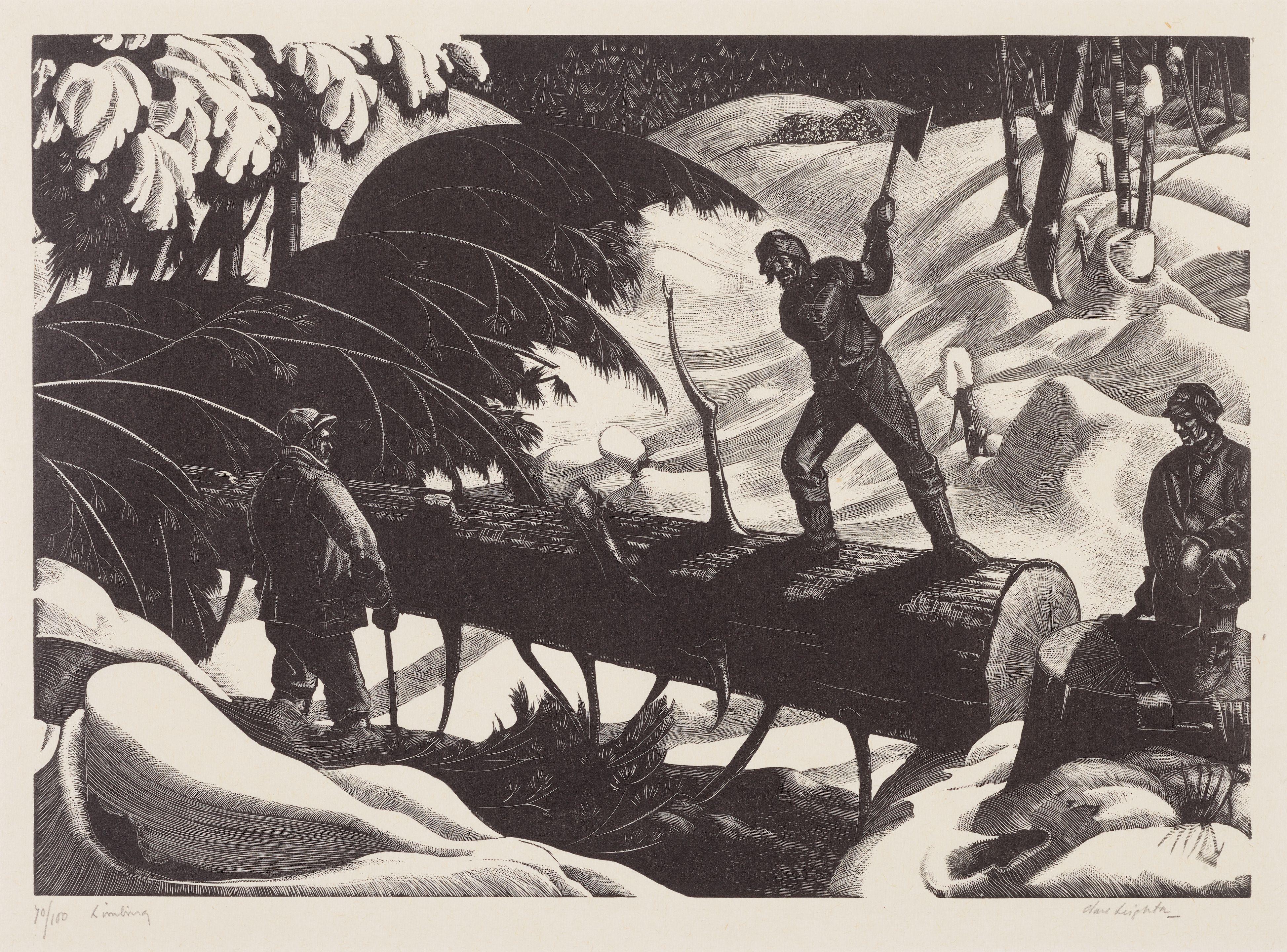 Clare Leighton - Limbing, from Lumber Camp