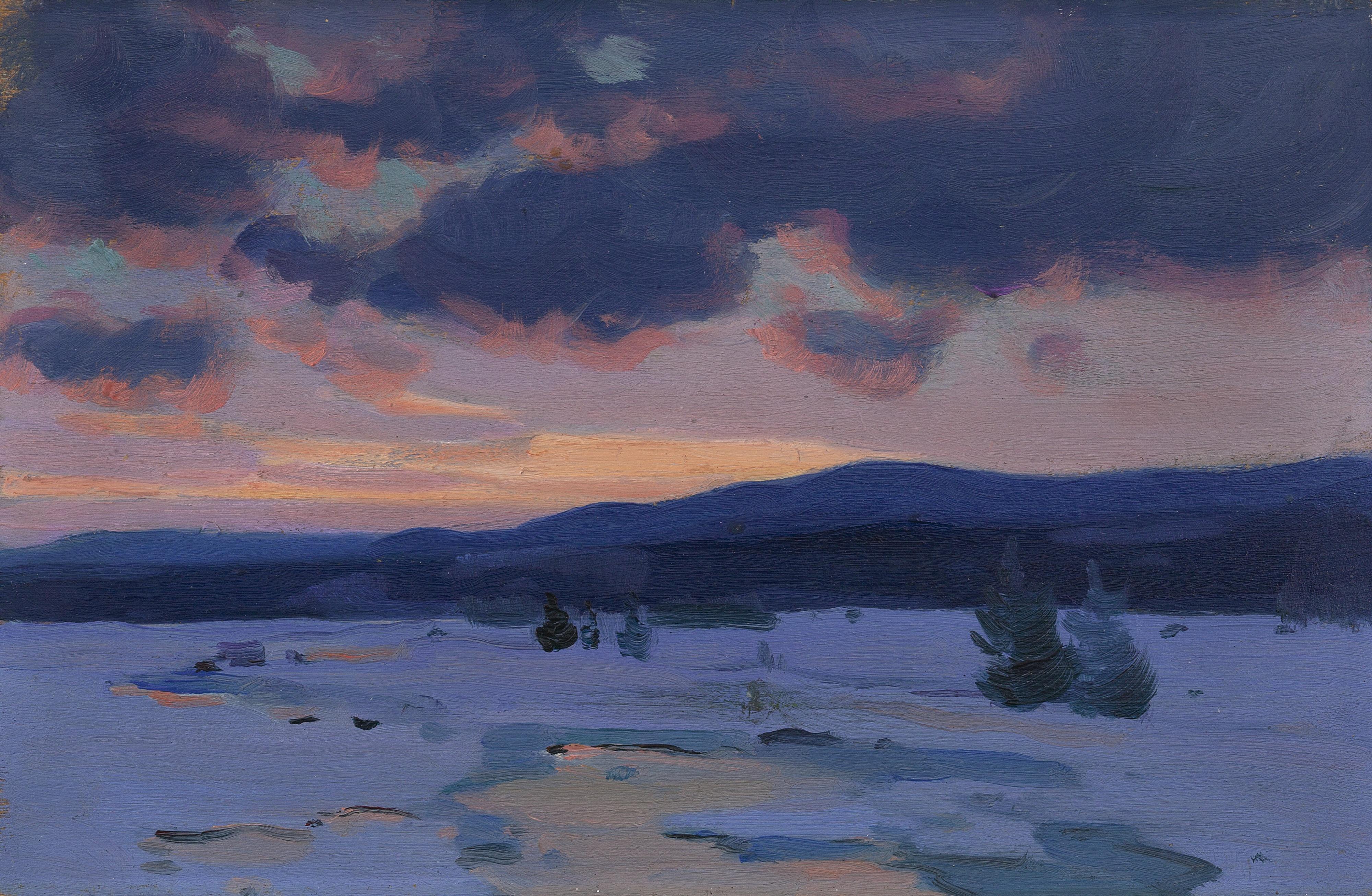 Clarence Alphonse Gagnon - Crépuscule D\'Hiver (Baie St. Paul)