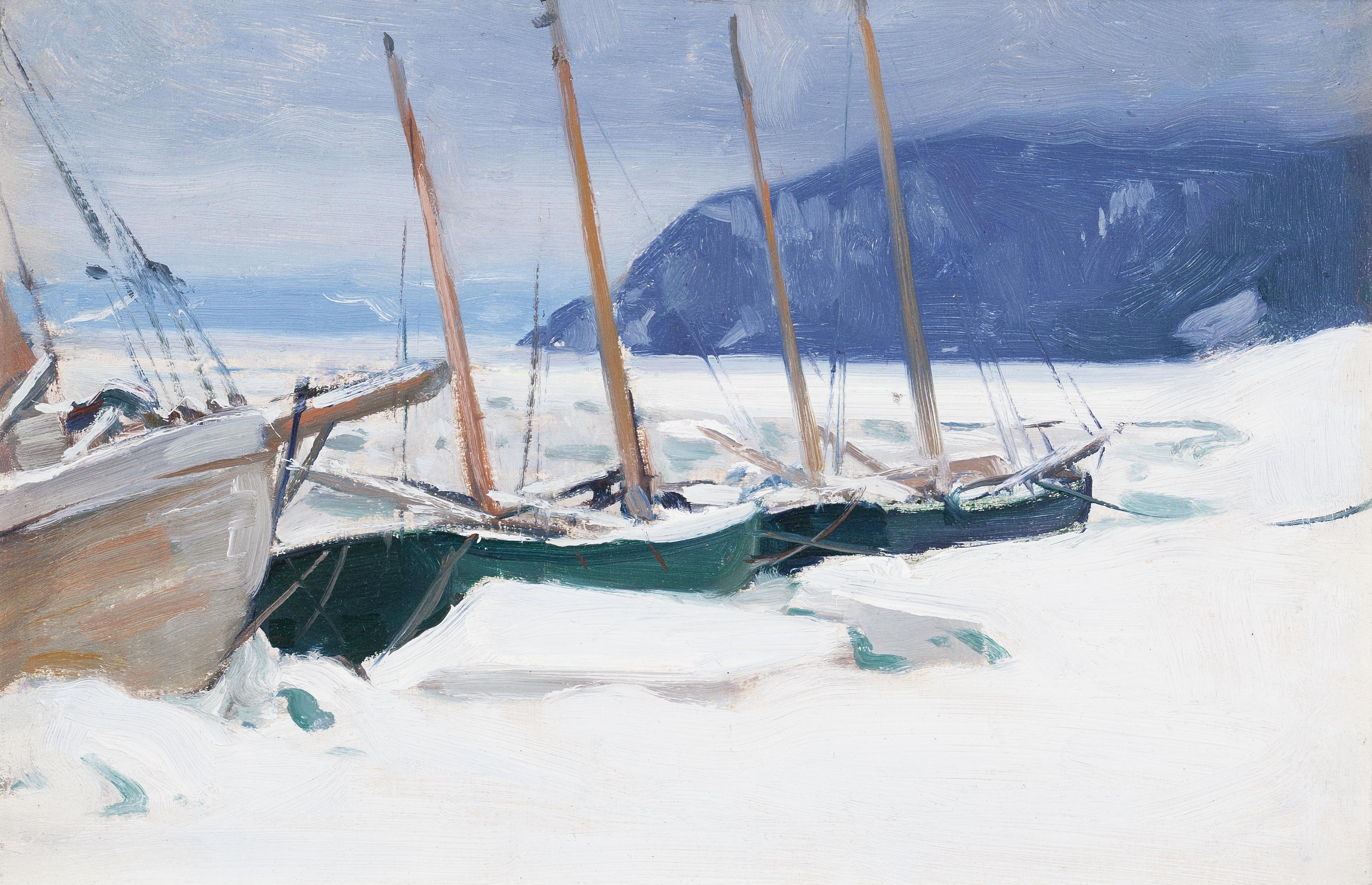Clarence Alphonse Gagnon - Schooners In Ice Floes, Baie St. Paul