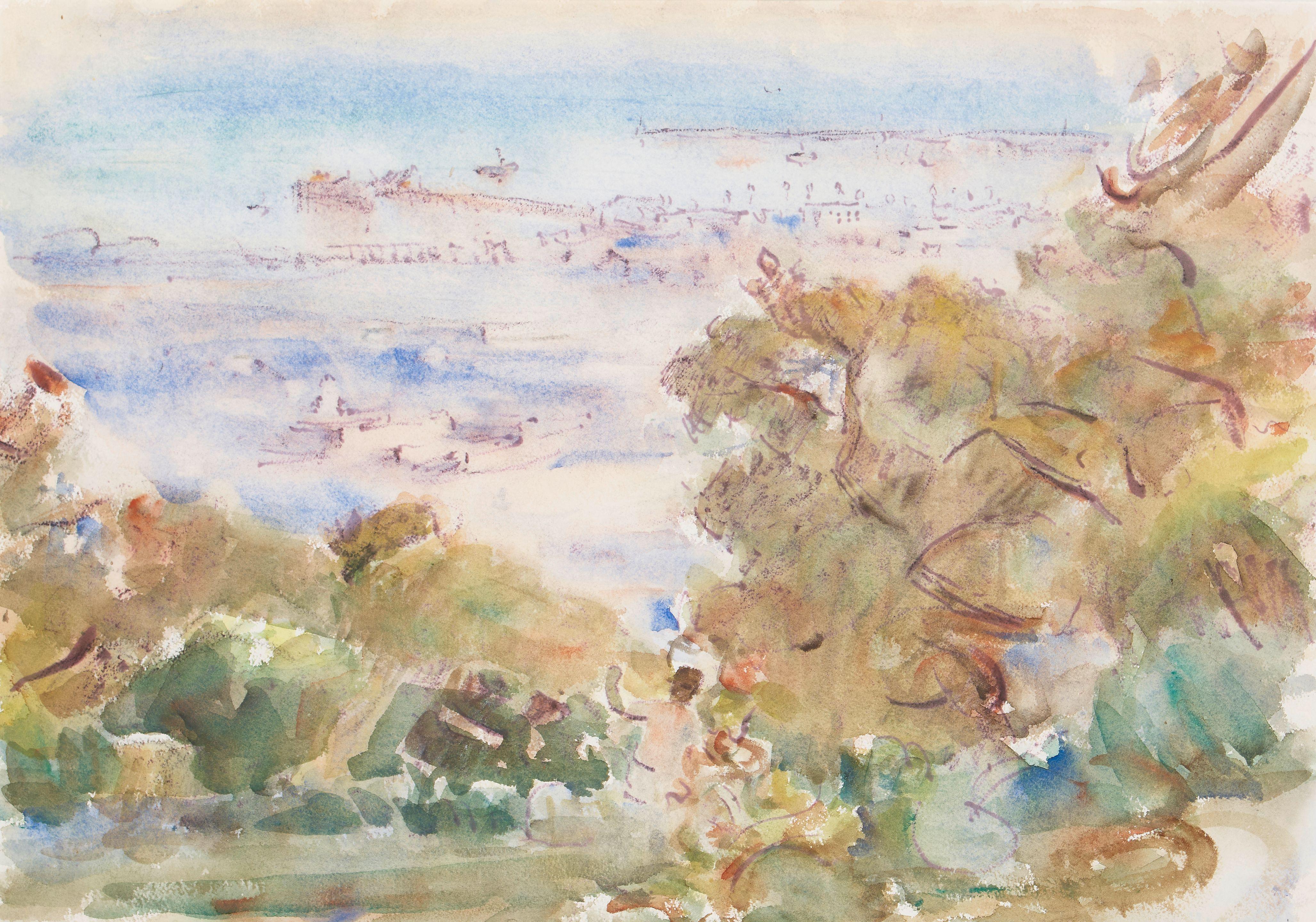 Clarence Hinkle - View of the Pier (Santa Barbara) sight 14 1/2 x 20 1/2 in. framed 22 1/2 x 28 1/2 in.