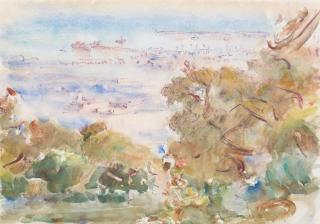 Clarence Hinkle - View of the Pier (Santa Barbara) sight 14 1/2 x 20 1/2 in. framed 22 1/2 x 28 1/2 in.