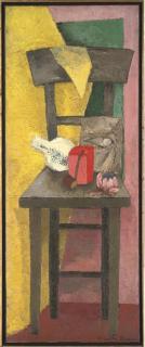 Clarisse Loxton Peacock - A pipe, vase and sketch, on a chair