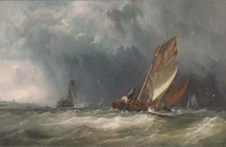 Clarkson Stanfield, R.A. - Barges in a squall on the Medway