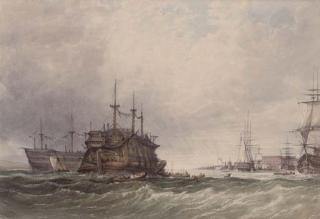Clarkson Stanfield, R.A. - Hulks off Portsmouth