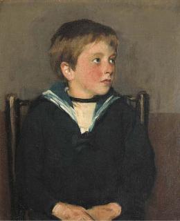 Claude Andrew Calthrop - Portrait of Everard Calthrop, seated half-length, in a sailor\'s uniform