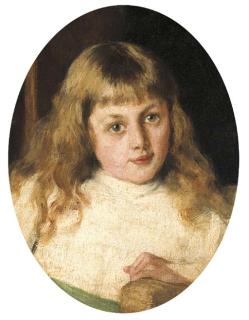 Claude Andrew Calthrop - Portrait of Hope Calthrop, seated bust-length, in a white dress