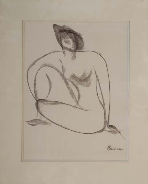 Claude Bouscau - Femme nue assise, un genou levé