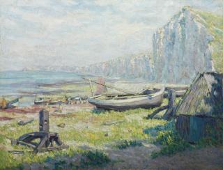 Claude Emile Schuffenecker - Barques sur le rivage sous la falaise