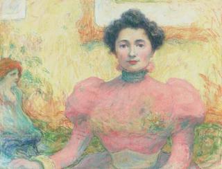 Claude Emile Schuffenecker - Comtesse de la Rochefoucauld et une statuette symboliste