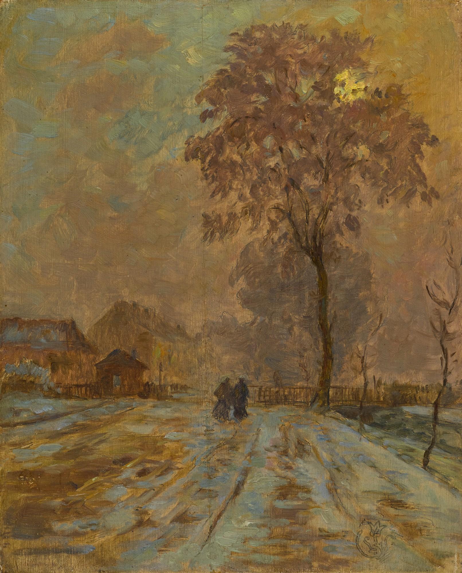 Claude-Émile Schuffenecker - Paysage de neige, deux figures