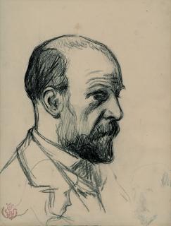 Claude-Emile Schuffenecker - Porträt Odilon Redon und zwei weitere kleine Kopfstudien.